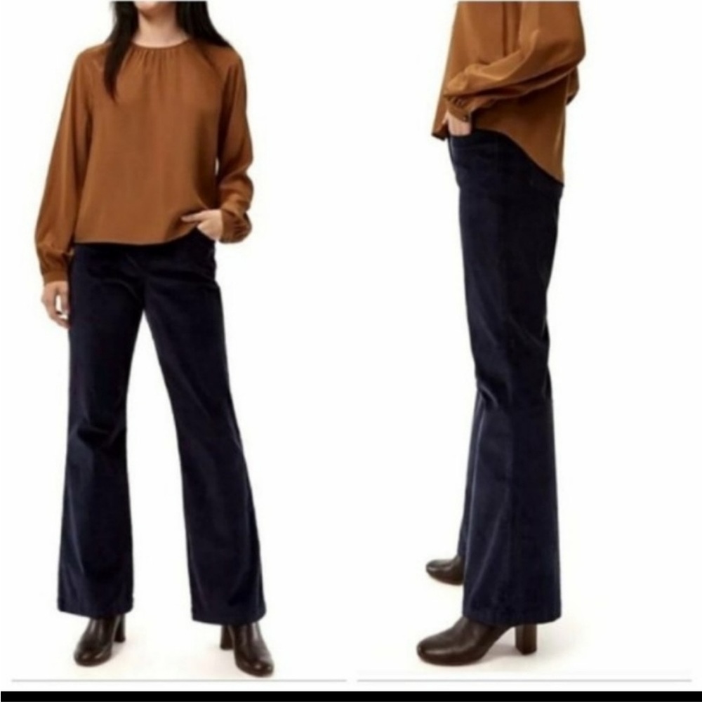 NWT BABATON- Aritzia Joey Corduroy Pants Navy High Rise Flare